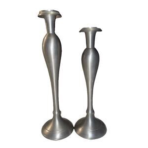 Vintage Set of 2 Bombay Company Pewter 13.5”, 12" Candlesticks Candleholders